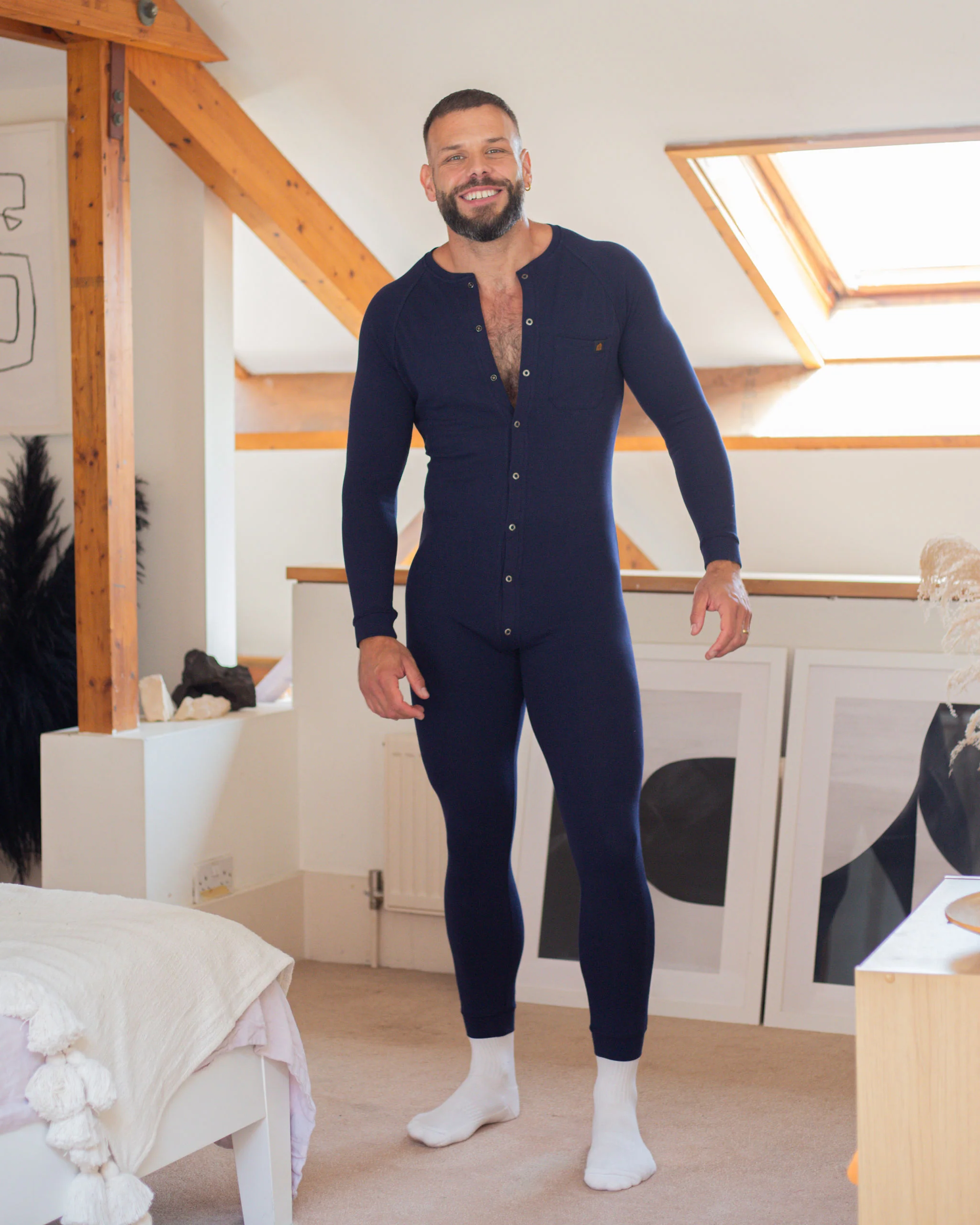 Long Sleeve Union Suit - Navy - Image 3