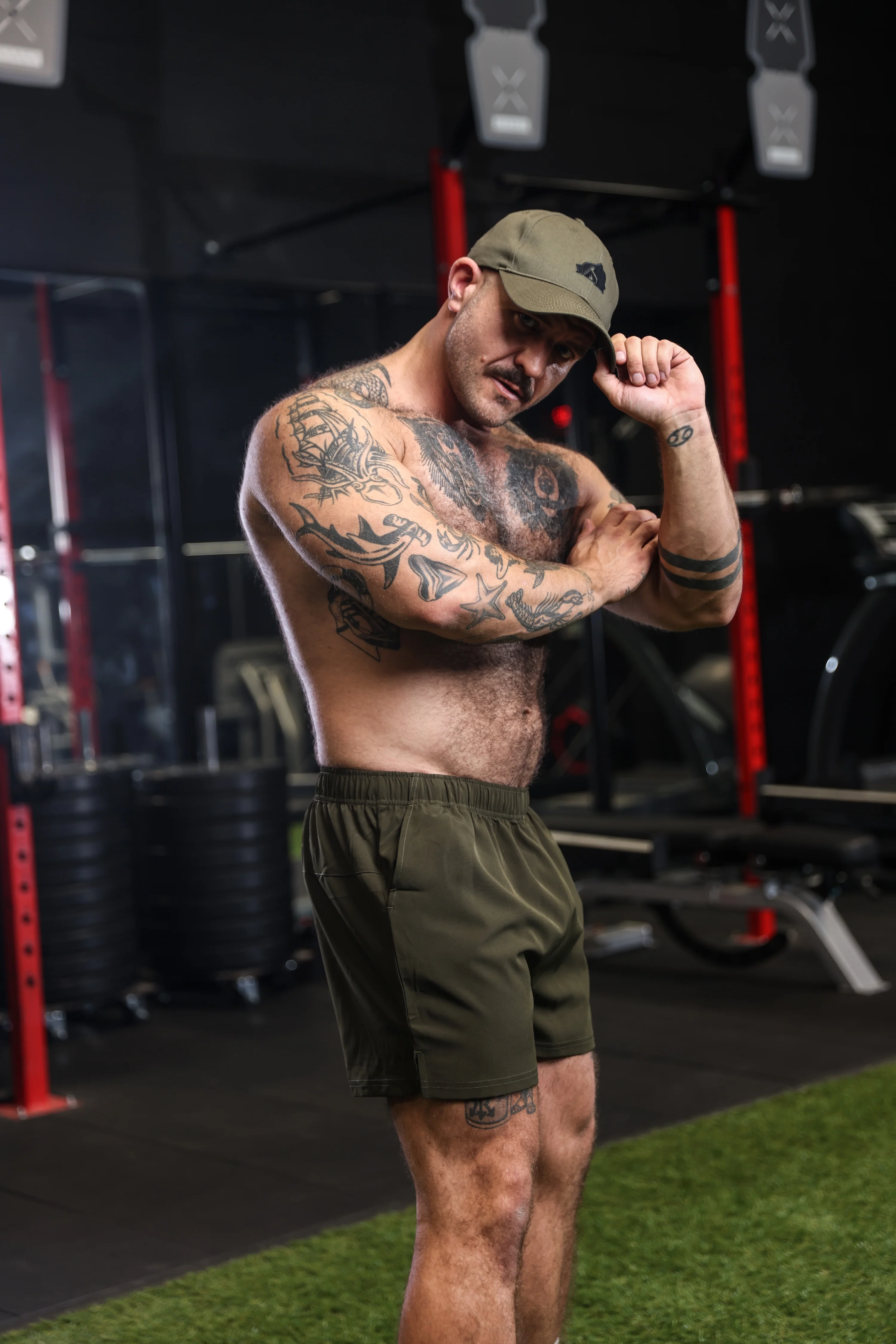 DEN X Bear Trainer Gym Shorts - Olive - Image 5