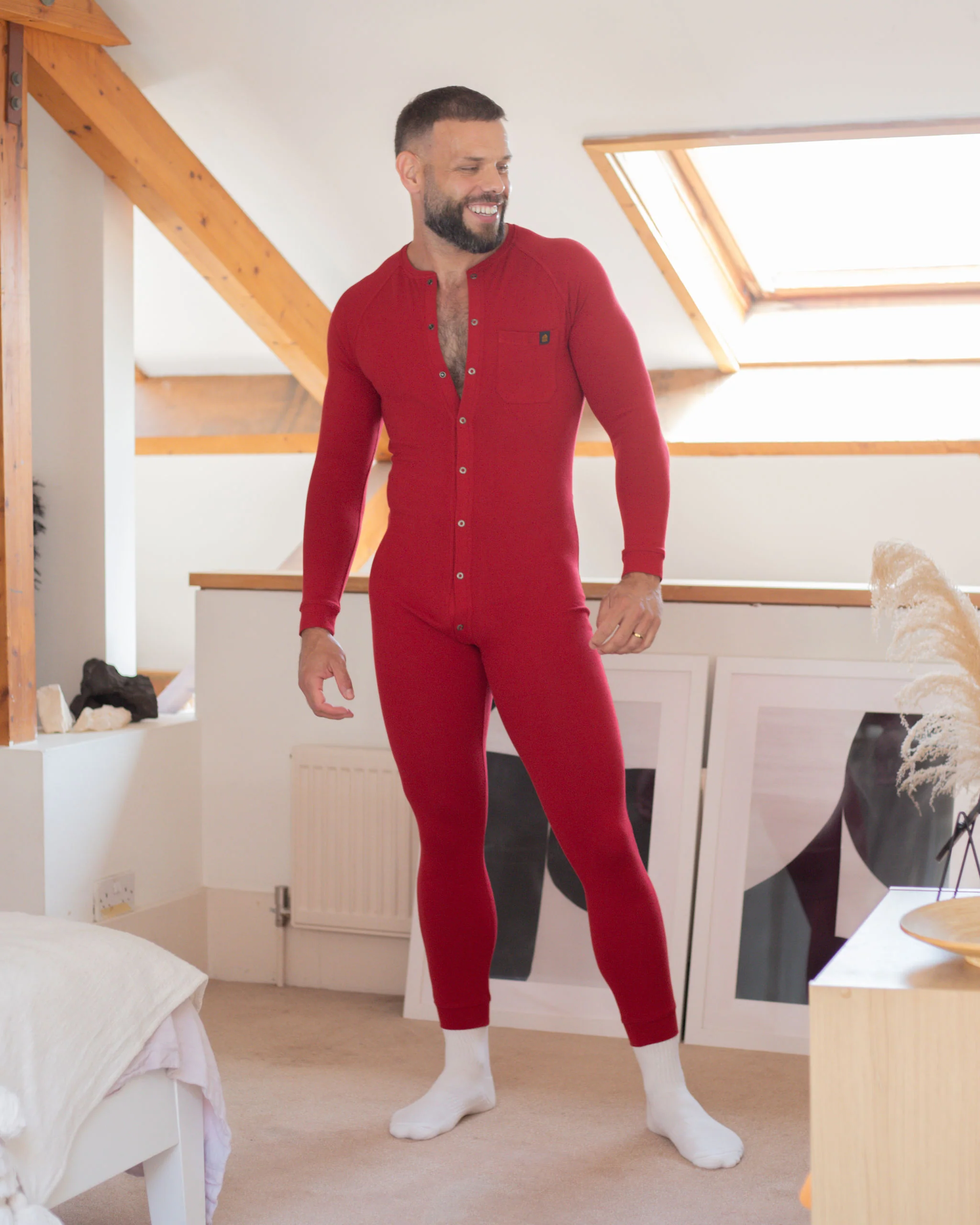 Long Sleeve Union Suit - Red - Image 4