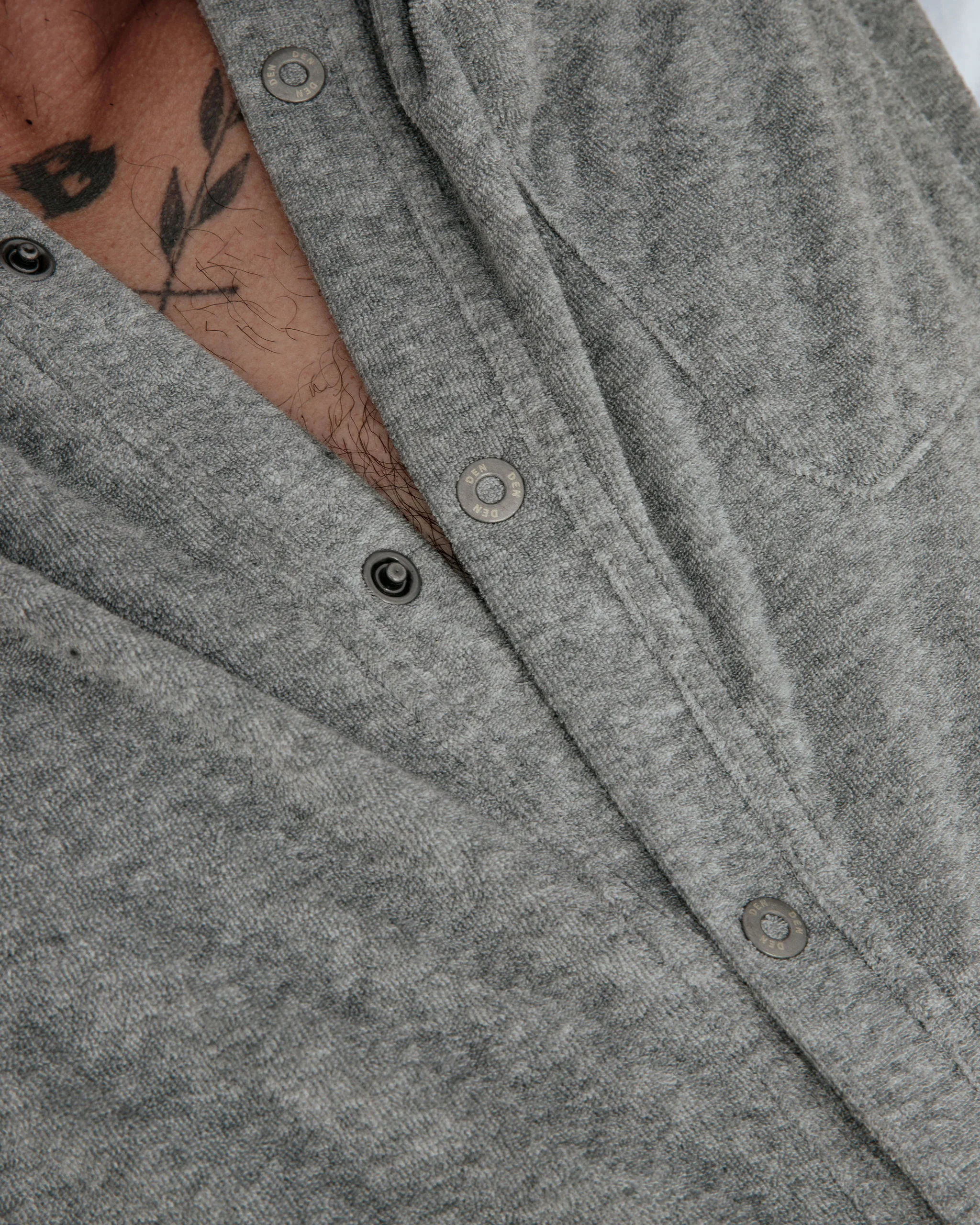 Short Sleeve Hooded Towelling Union Suit - Grey Marl - Image 4
