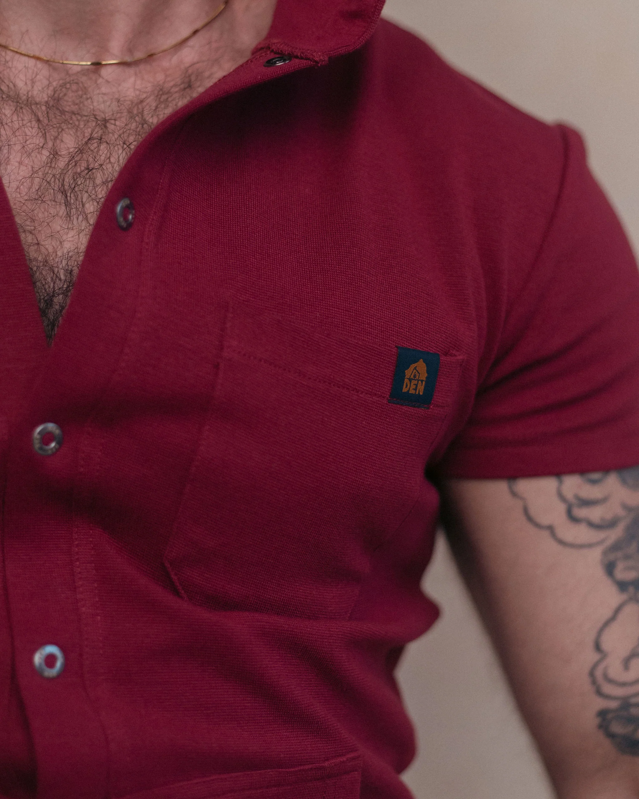 Short Sleeve Hooded Union Suit - Burgundy - Image 3