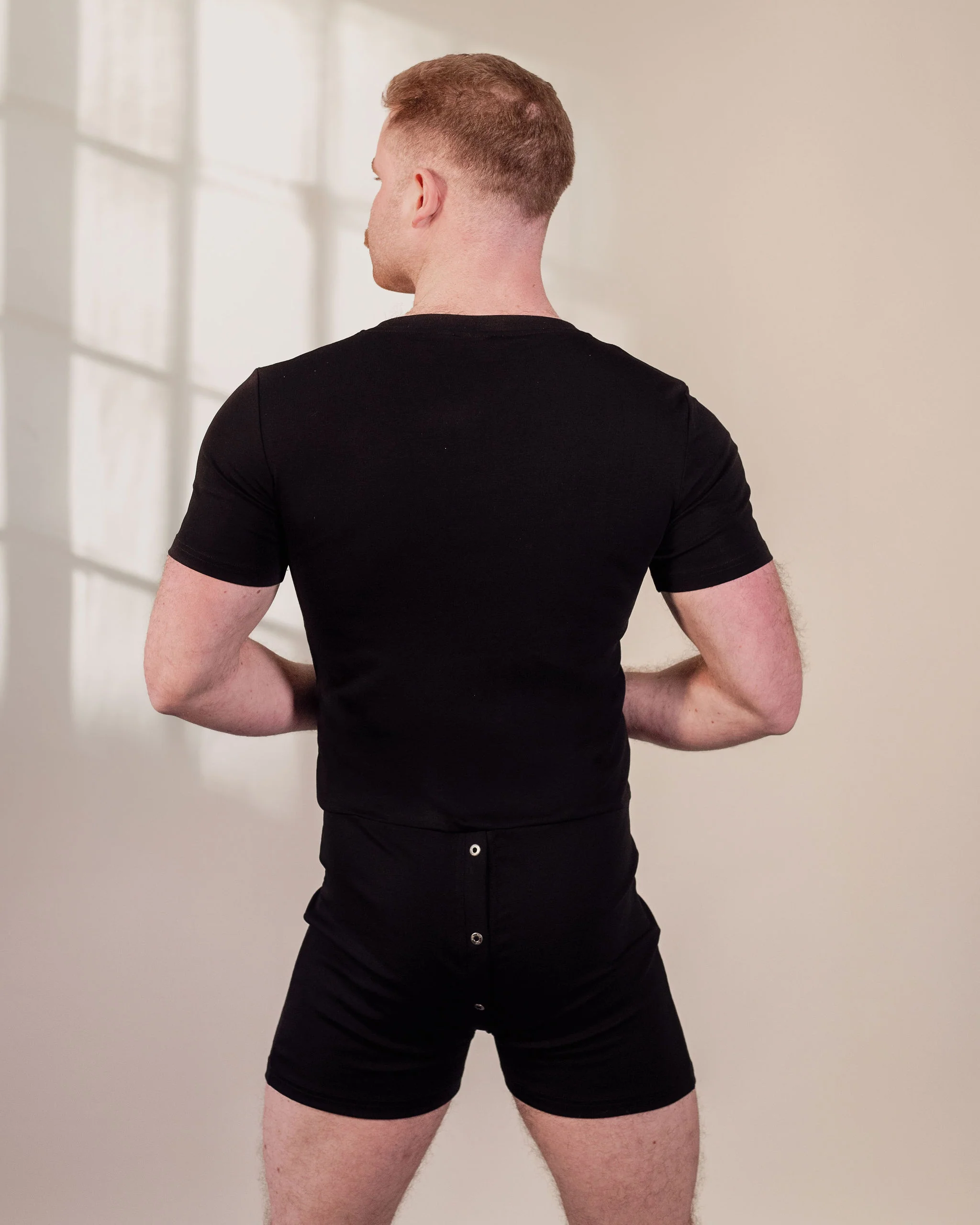 Short Sleeve Summer Union Suit - Black - Image 3