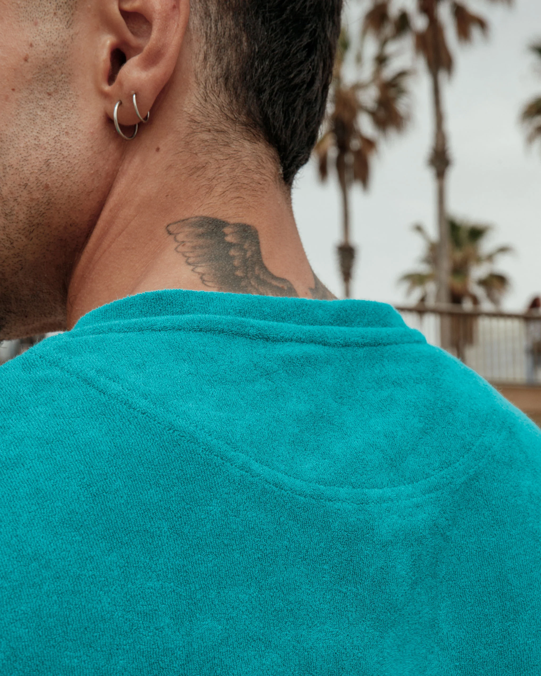 Short Sleeve Towelling Union Suit - Aqua - Image 3