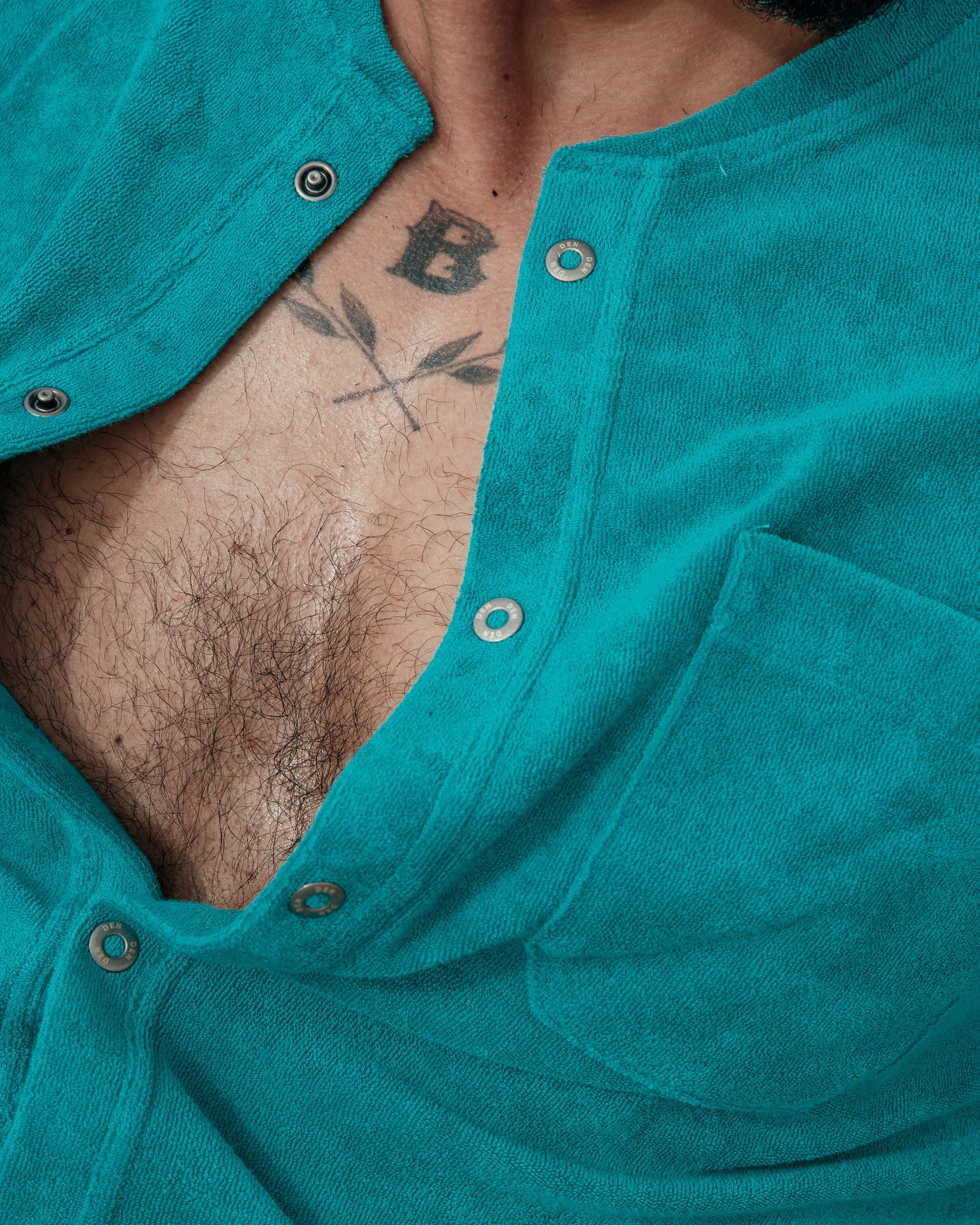 Short Sleeve Towelling Union Suit - Aqua - Image 4