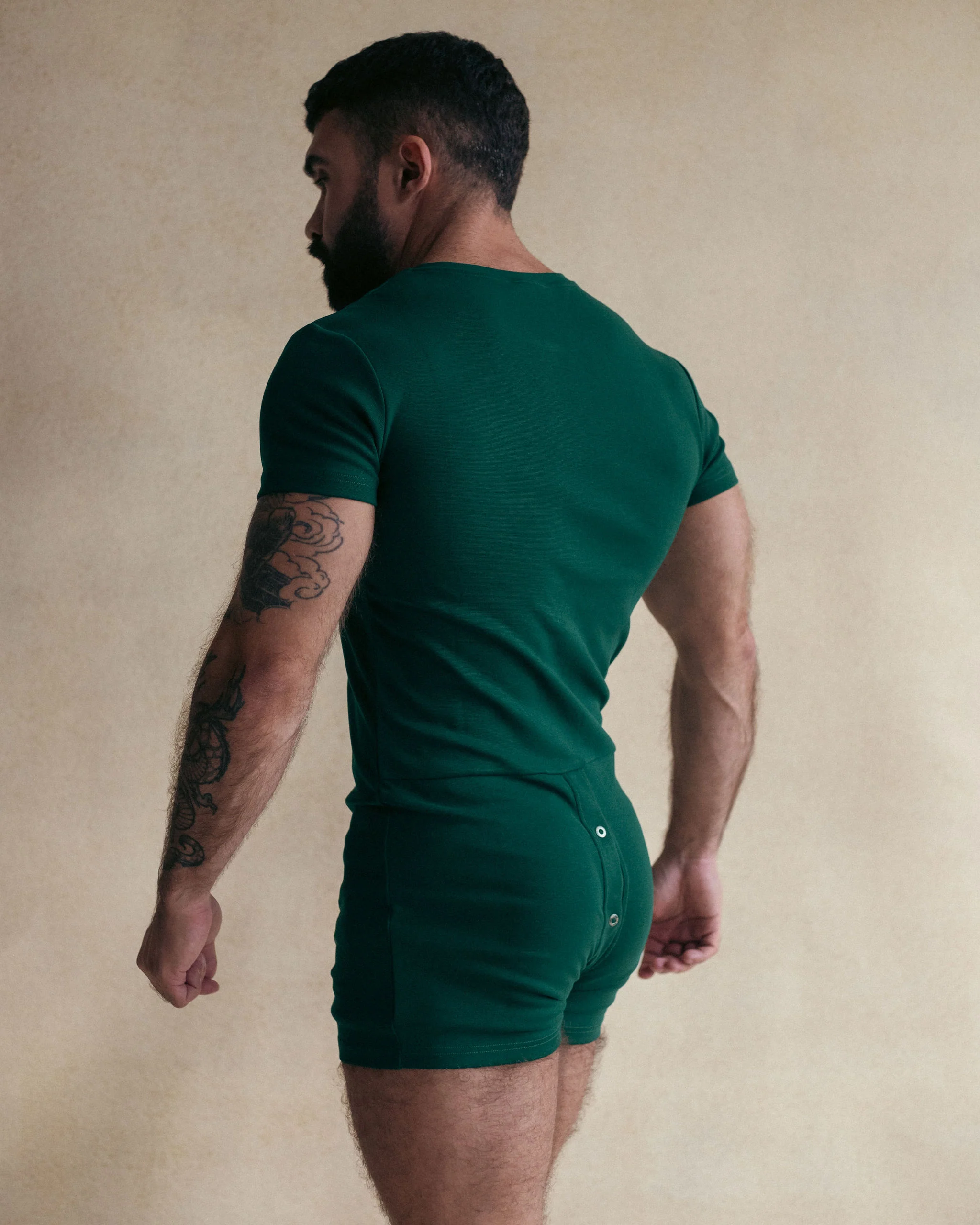Short Sleeve Union Suit - Evergreen - Image 2