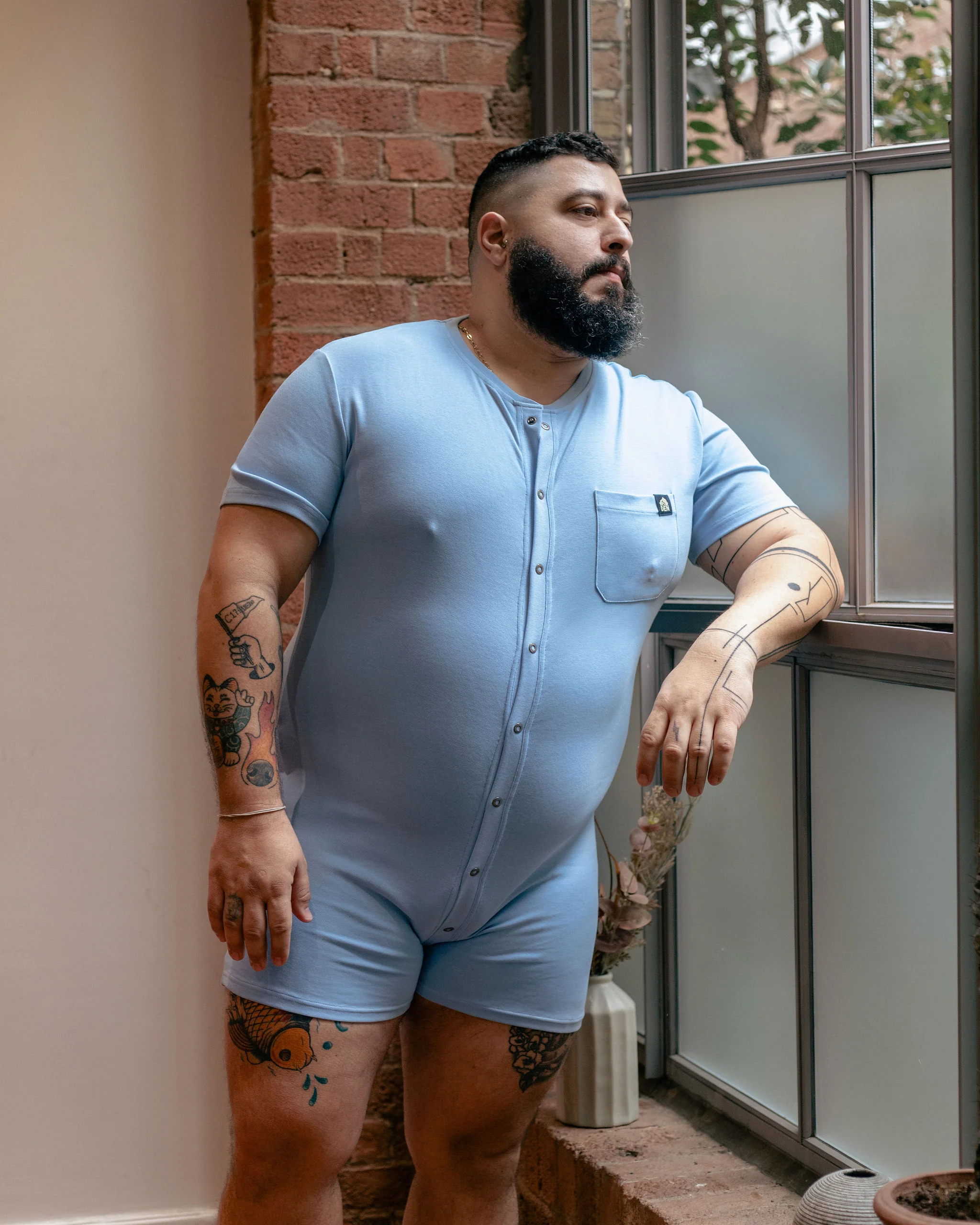 Short Sleeve Union Suit - Light Blue - Image 6