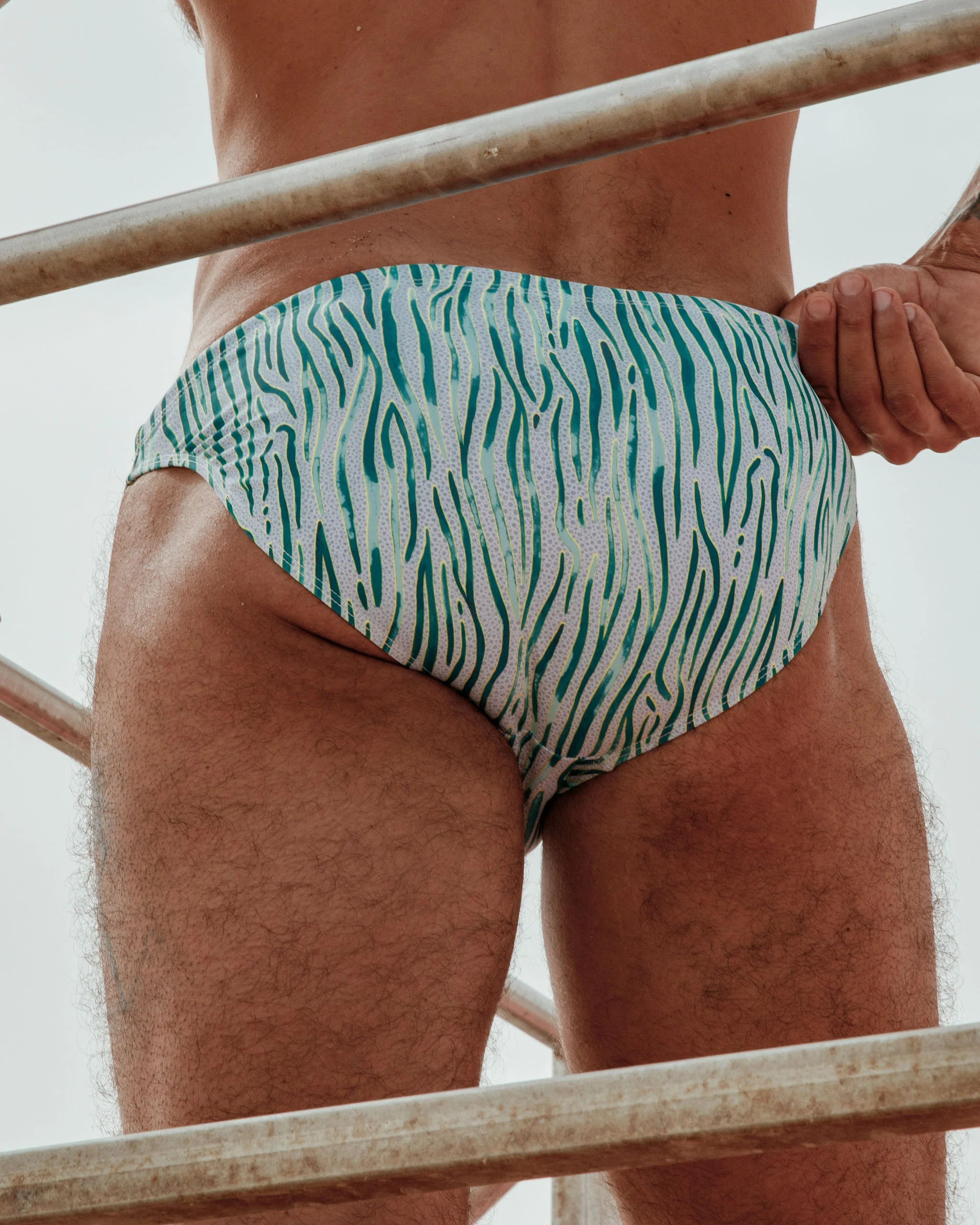 Skinny Swim Brief - Teal Stripe - Image 3