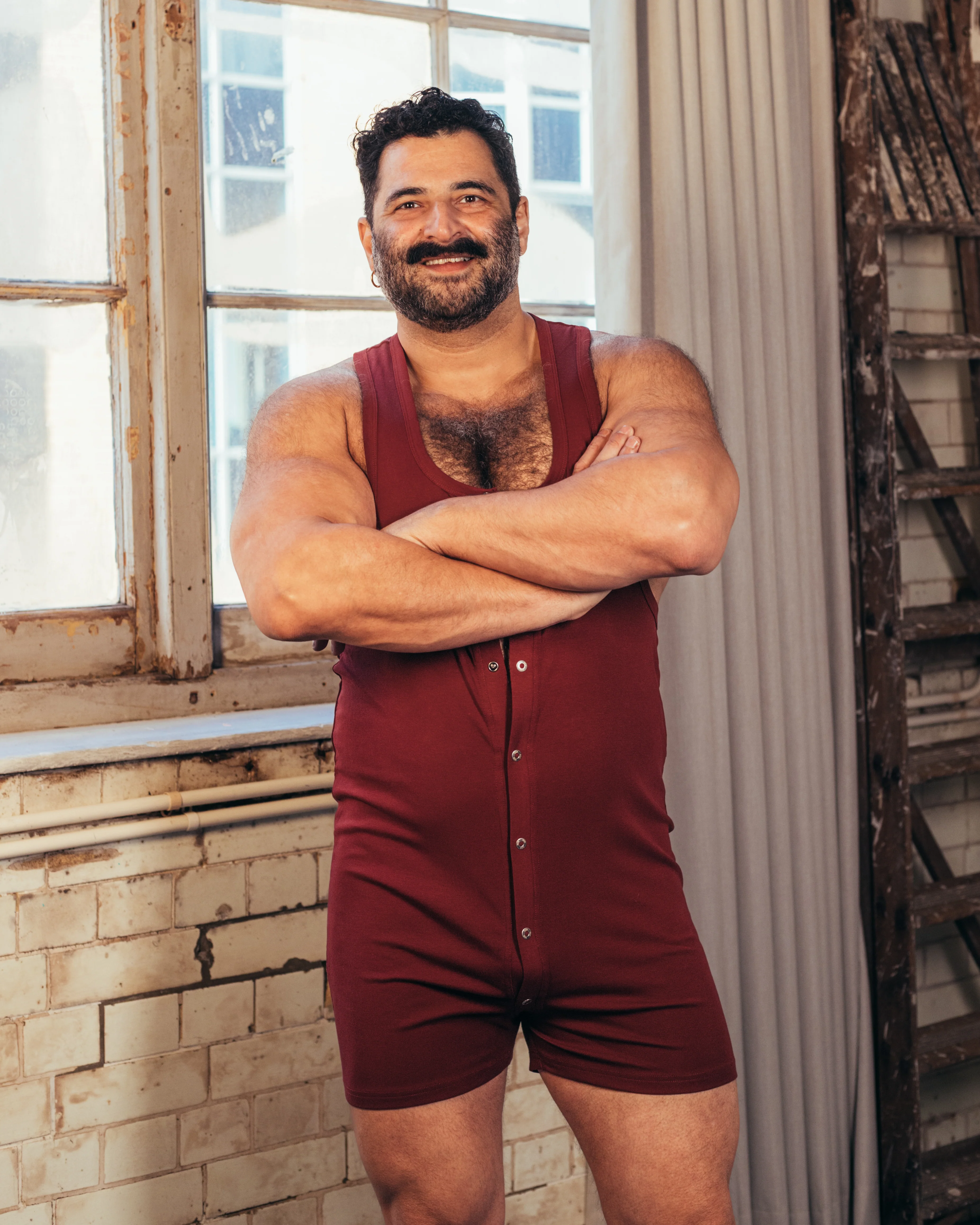Vest Union Suit - Burgundy - Image 5